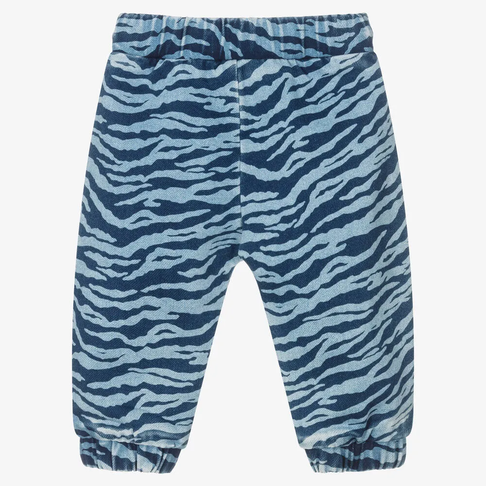 Boys Blue Tiger Stripes Logo Joggers