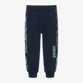 Boys Navy Blue Barocco Stencil Joggers