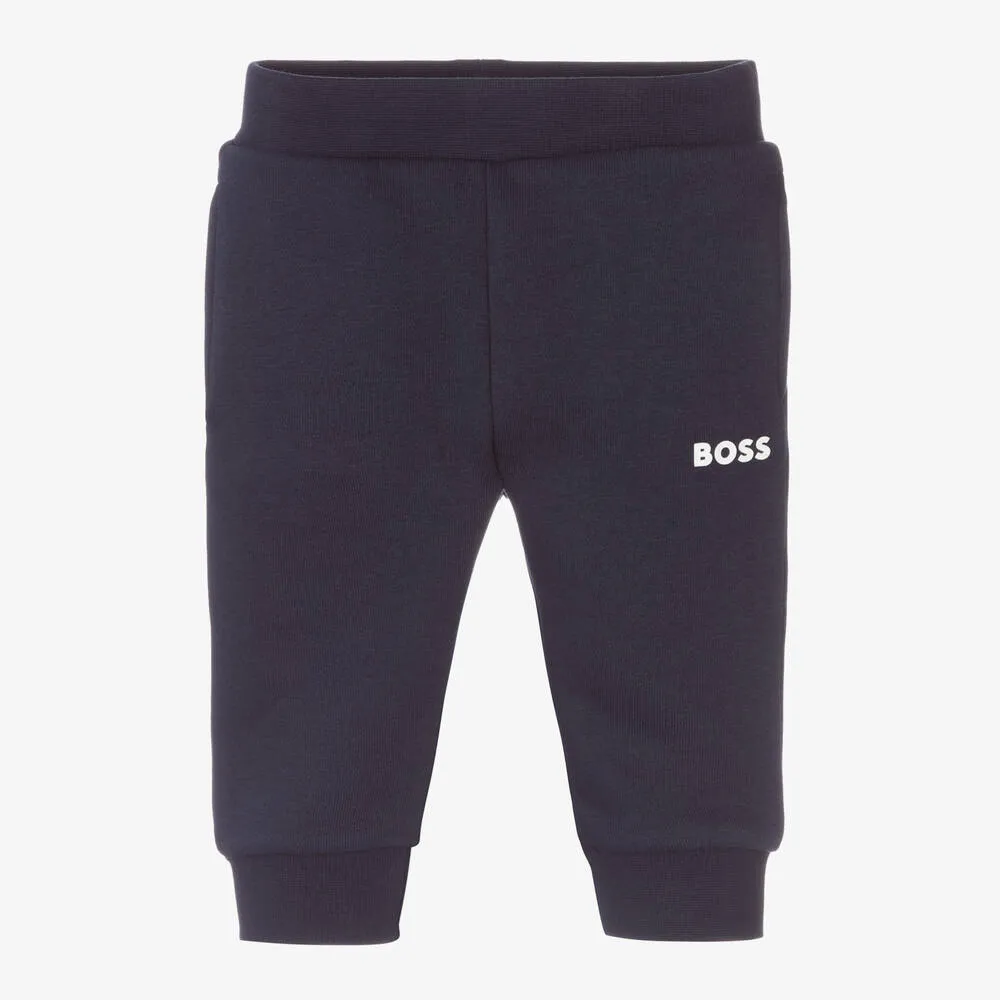 Boys Navy Blue Cotton Joggers