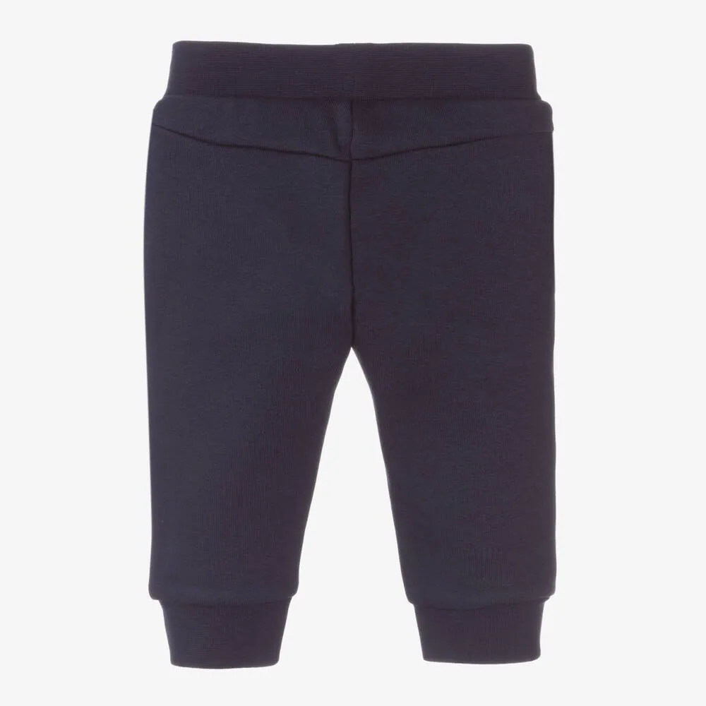 Boys Navy Blue Cotton Joggers