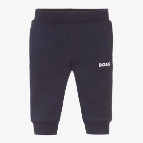 Boys Navy Blue Cotton Joggers