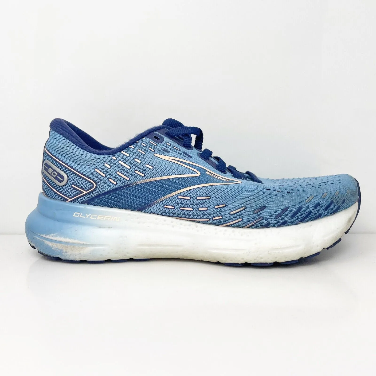 Brooks Womens Glycerin 20 1203691B478 Blue Running Shoes Sneakers Size 7 B