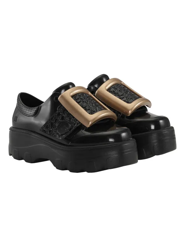 Buckle Sneaker - Black and Gold