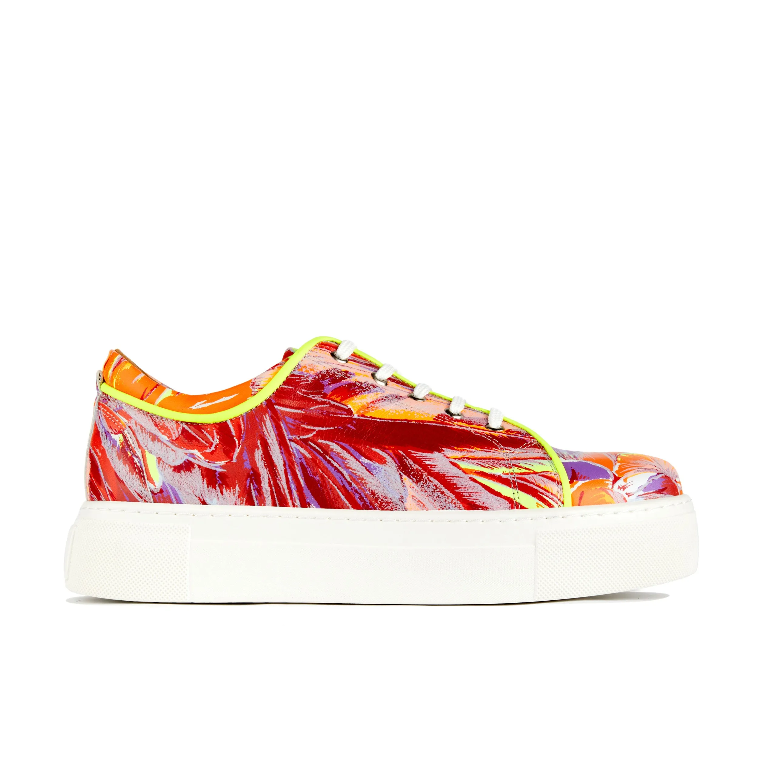 CAMILA BRIGHT FLAMINGO - Women's chunky sole soft Italian leather trainer