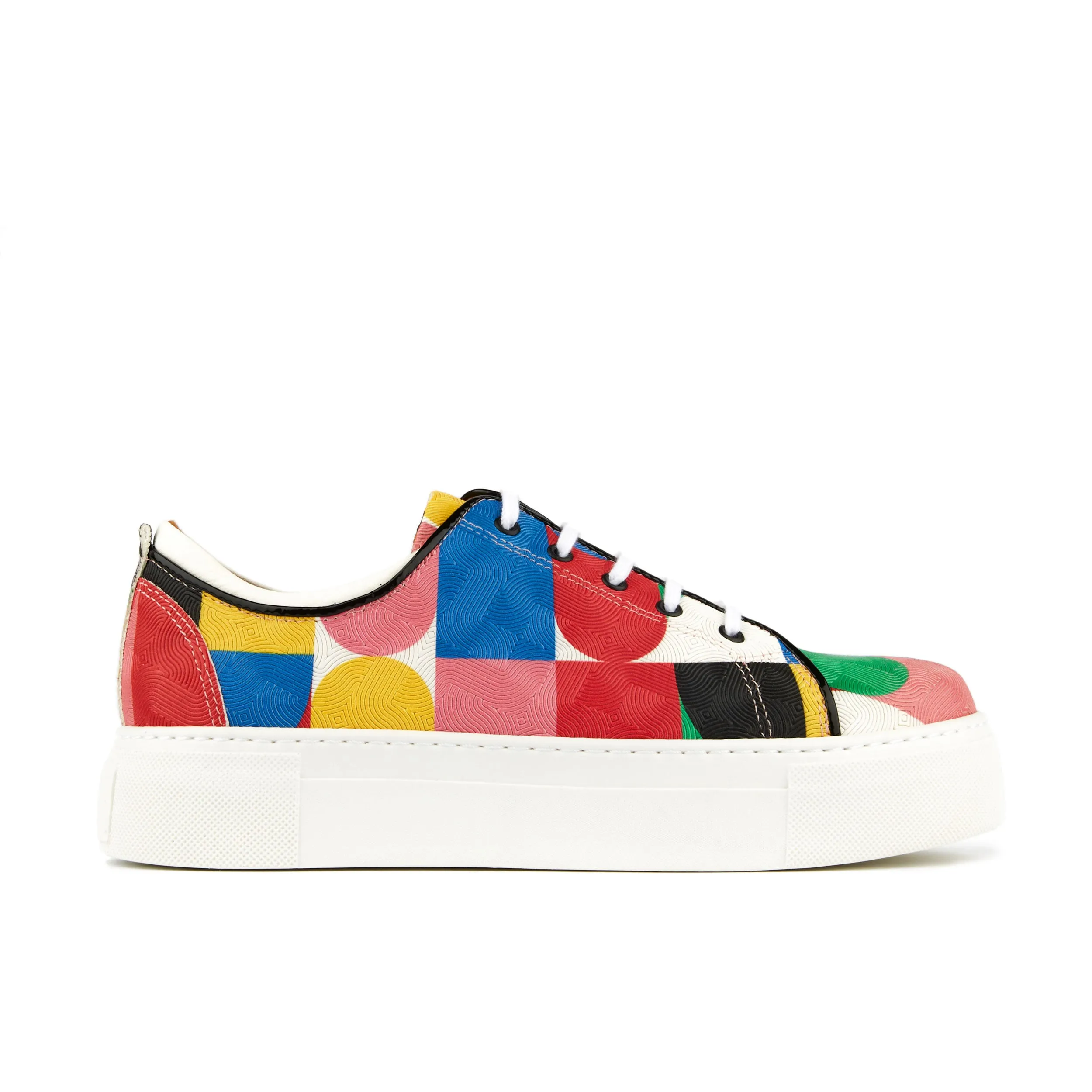 CAMILA GROOVY - Women's white sole trainer in colourful Italian leather