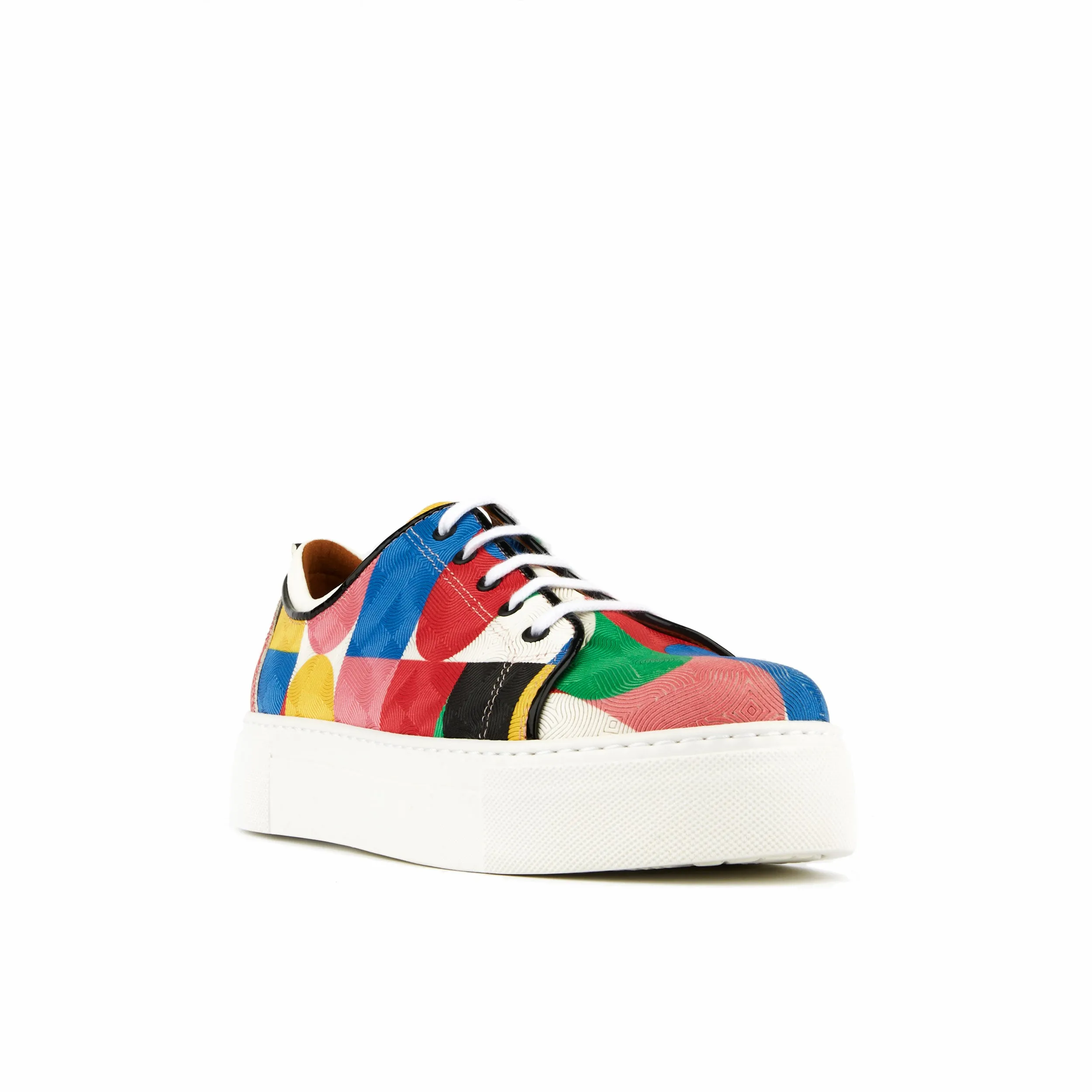 CAMILA GROOVY - Women's white sole trainer in colourful Italian leather