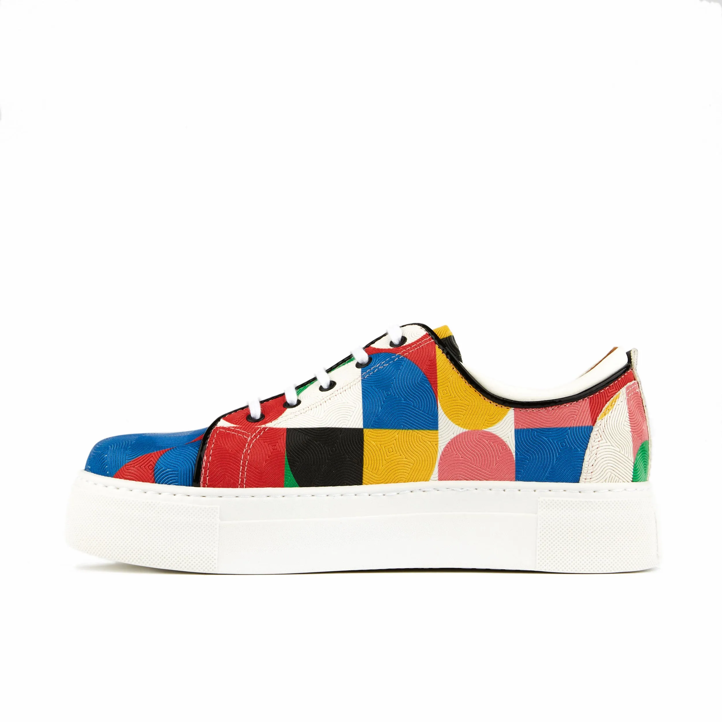 CAMILA GROOVY - Women's white sole trainer in colourful Italian leather