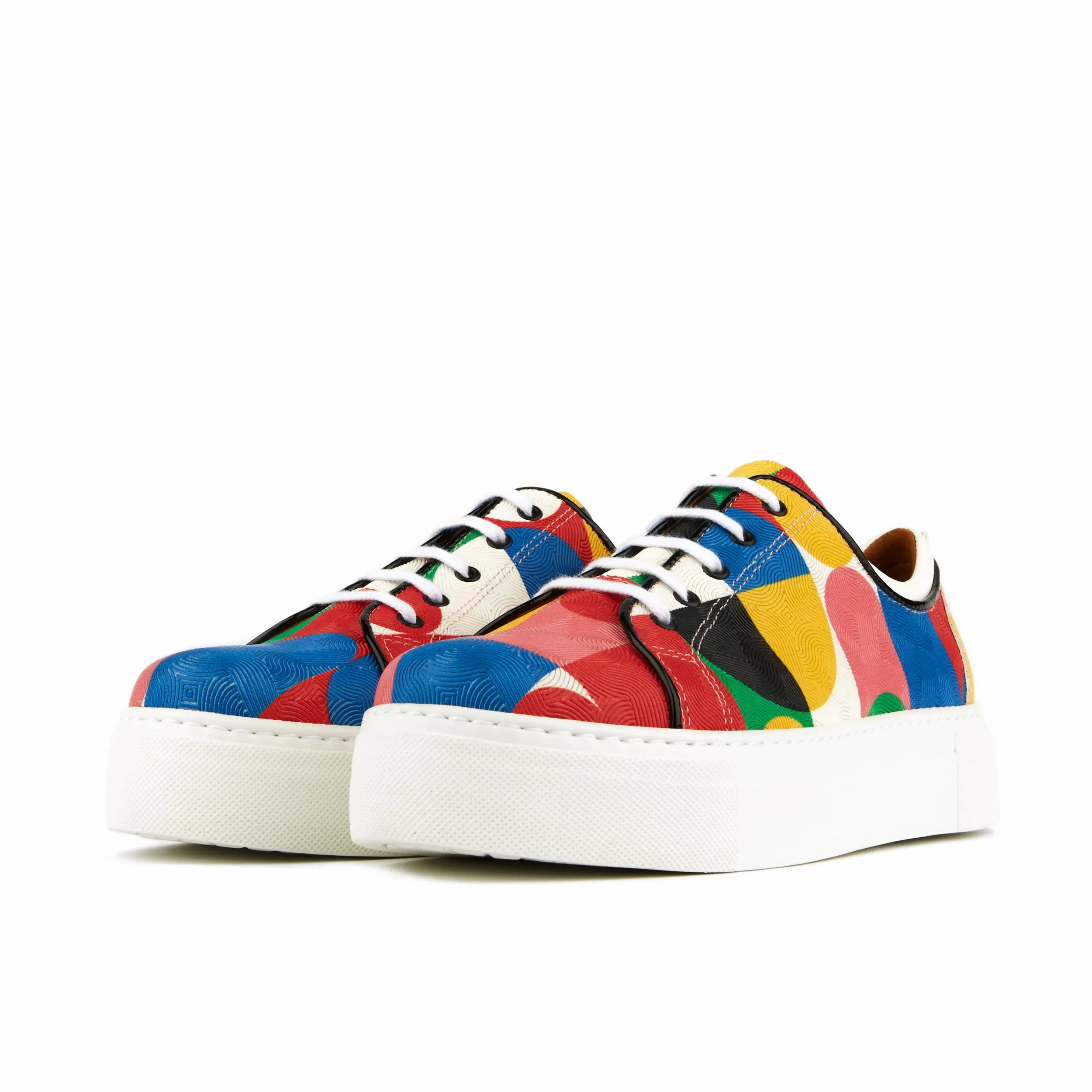 CAMILA GROOVY - Women's white sole trainer in colourful Italian leather