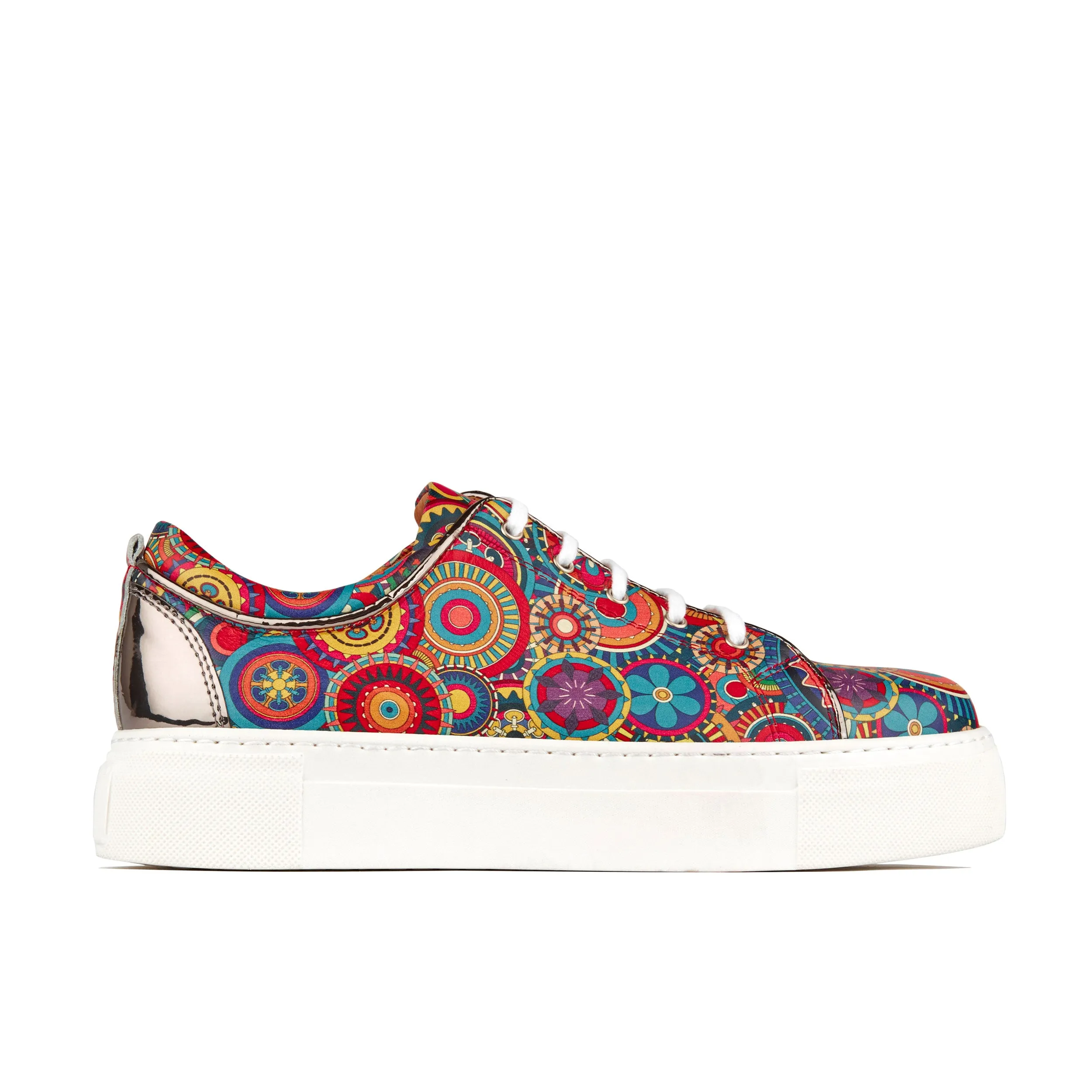 CAMILA SIGNATURE PRINT - Women's chunky sole leather trainer in colourful print