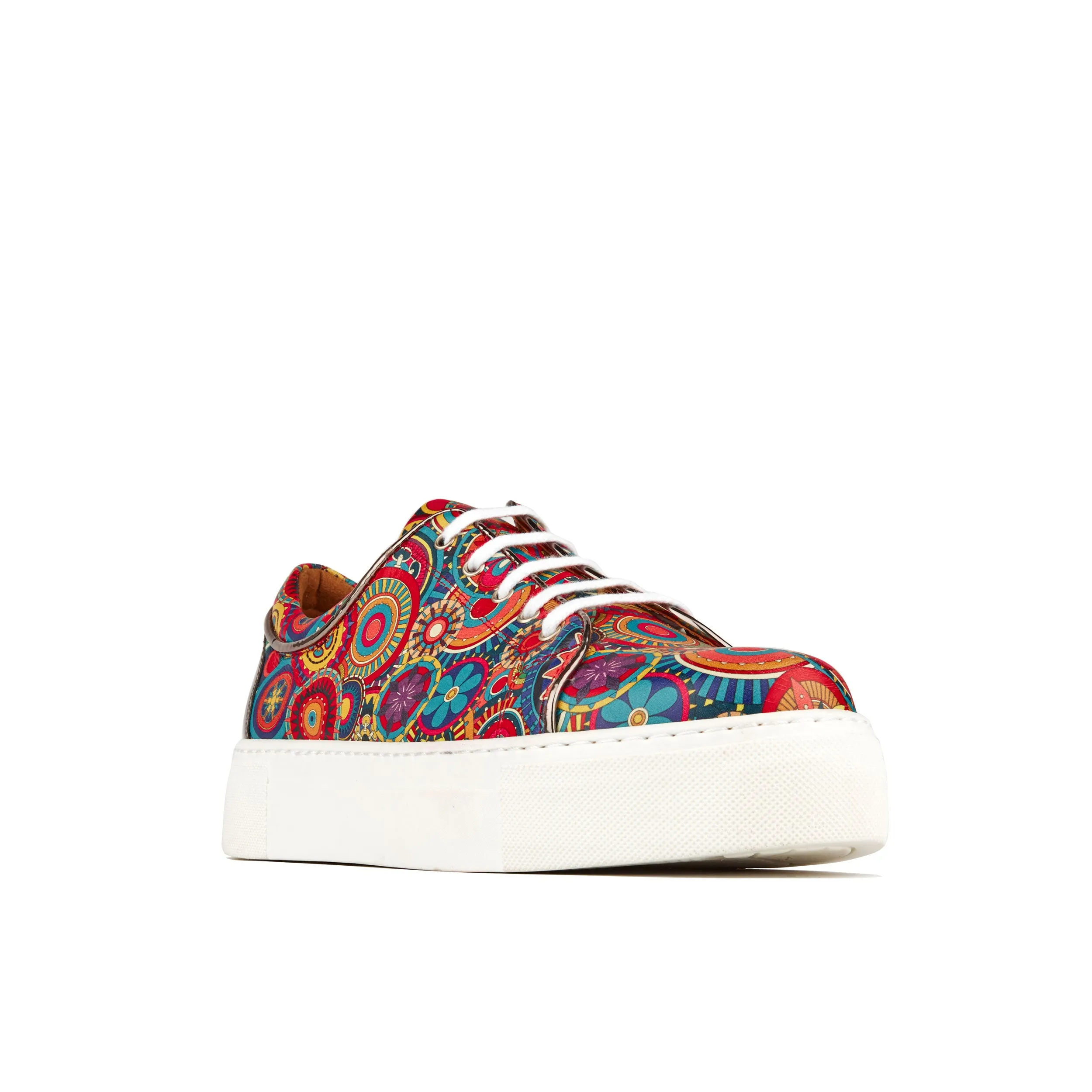 CAMILA SIGNATURE PRINT - Women's chunky sole leather trainer in colourful print