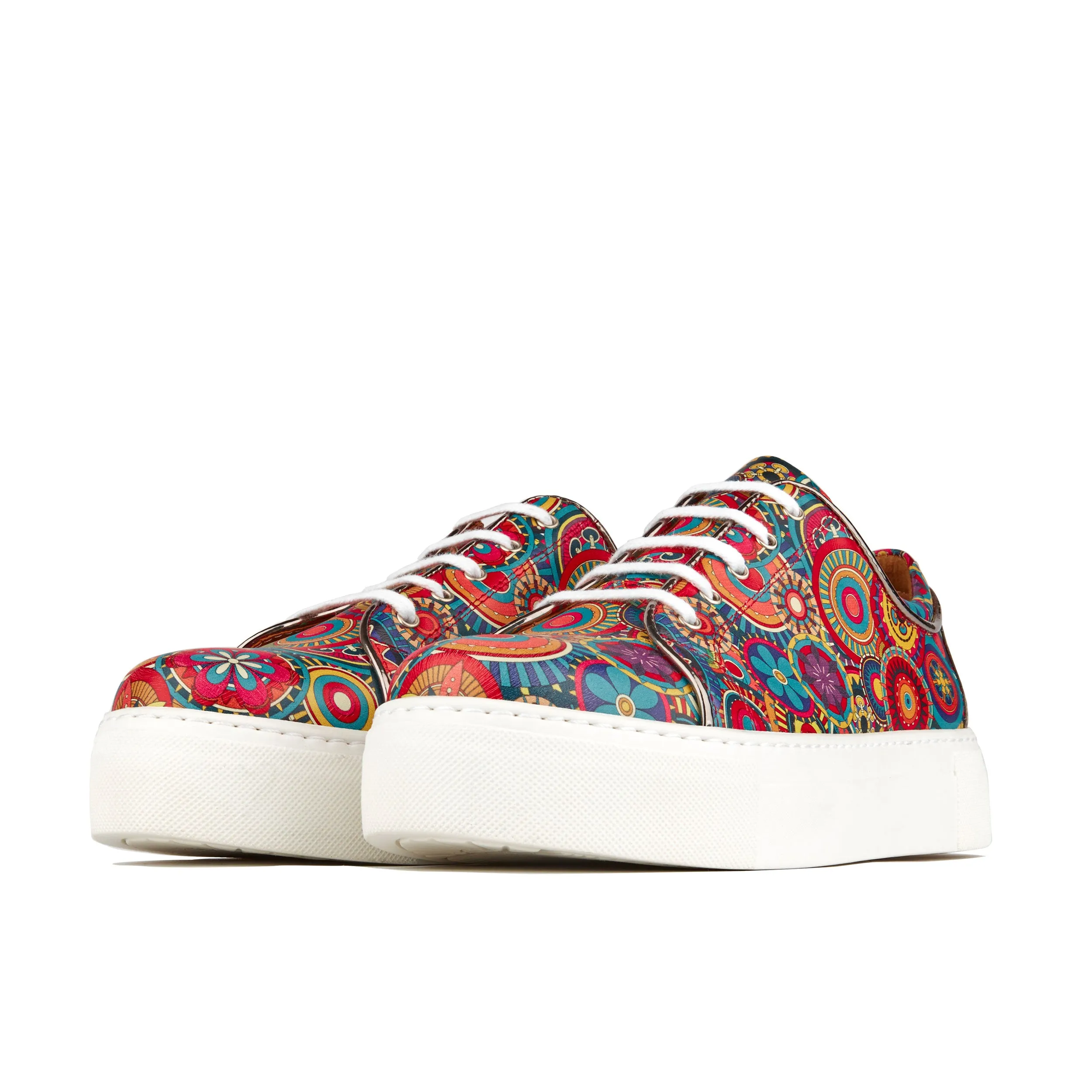 CAMILA SIGNATURE PRINT - Women's chunky sole leather trainer in colourful print