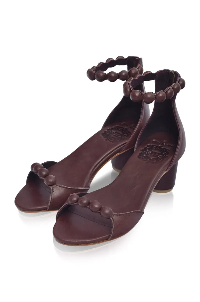 Dark Brown Candy Round Heel Sandals