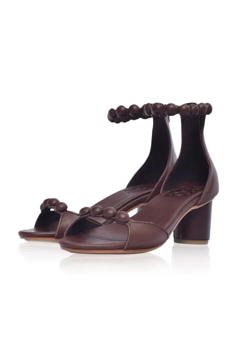 Dark Brown Candy Round Heel Sandals