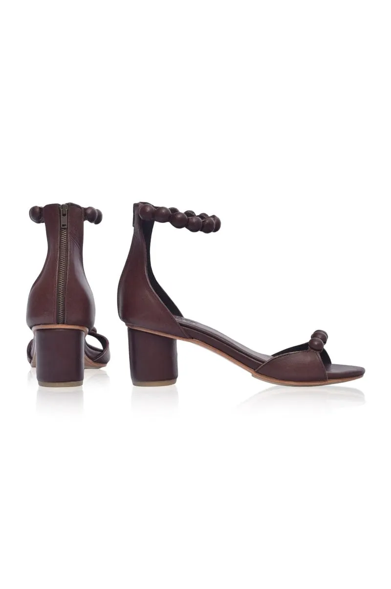 Dark Brown Candy Round Heel Sandals