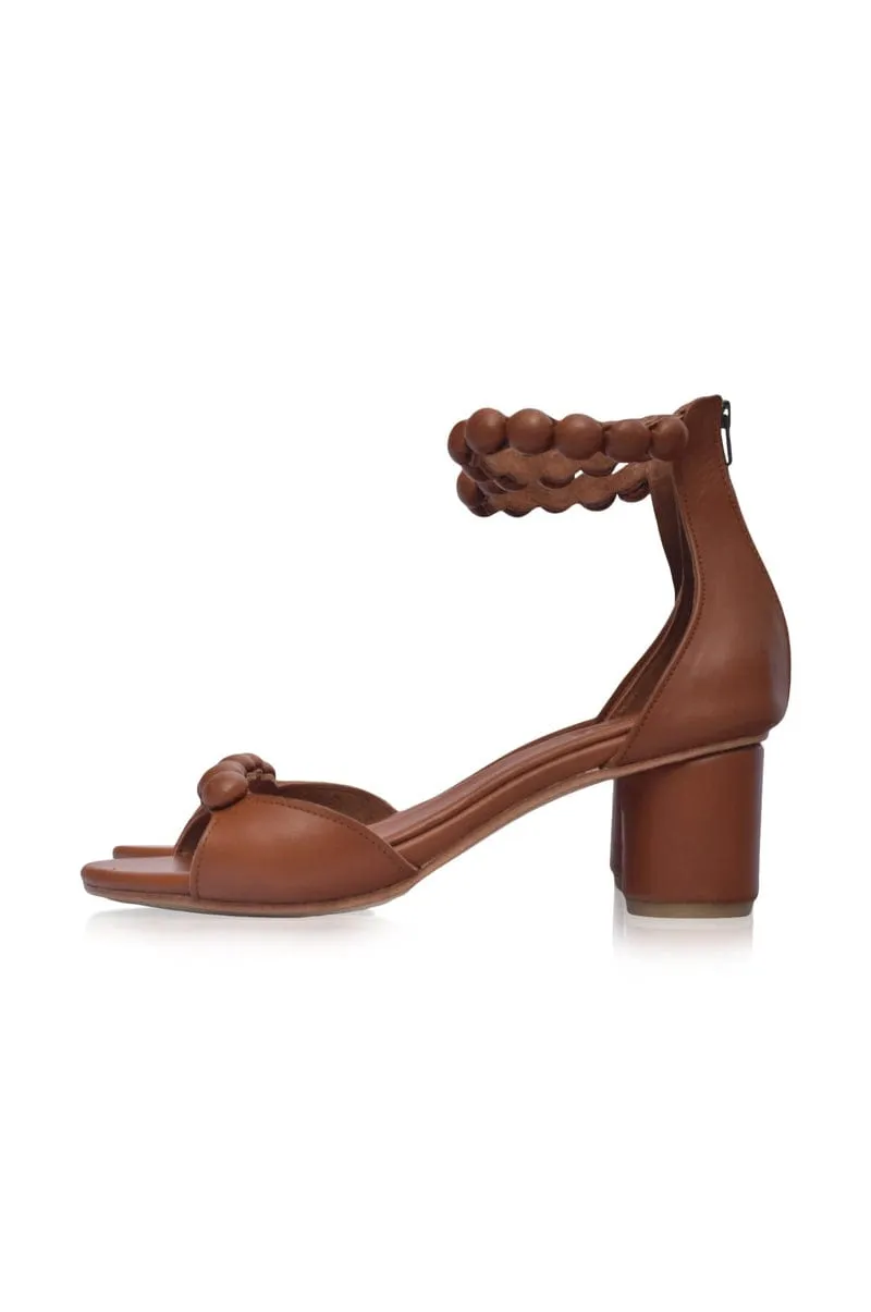 Dark Brown Candy Round Heel Sandals