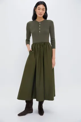 Canopy Olive Henley Long Sleeve Day Dress