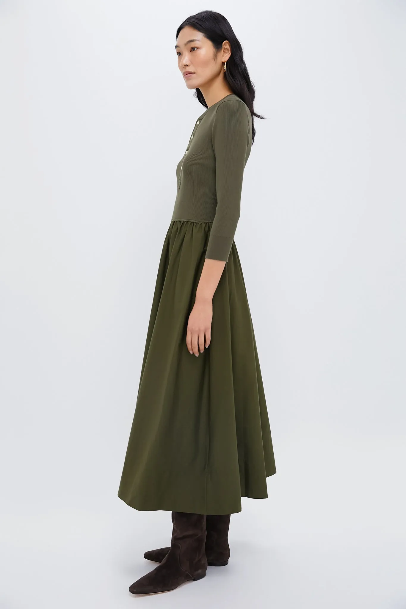 Canopy Olive Henley Long Sleeve Day Dress