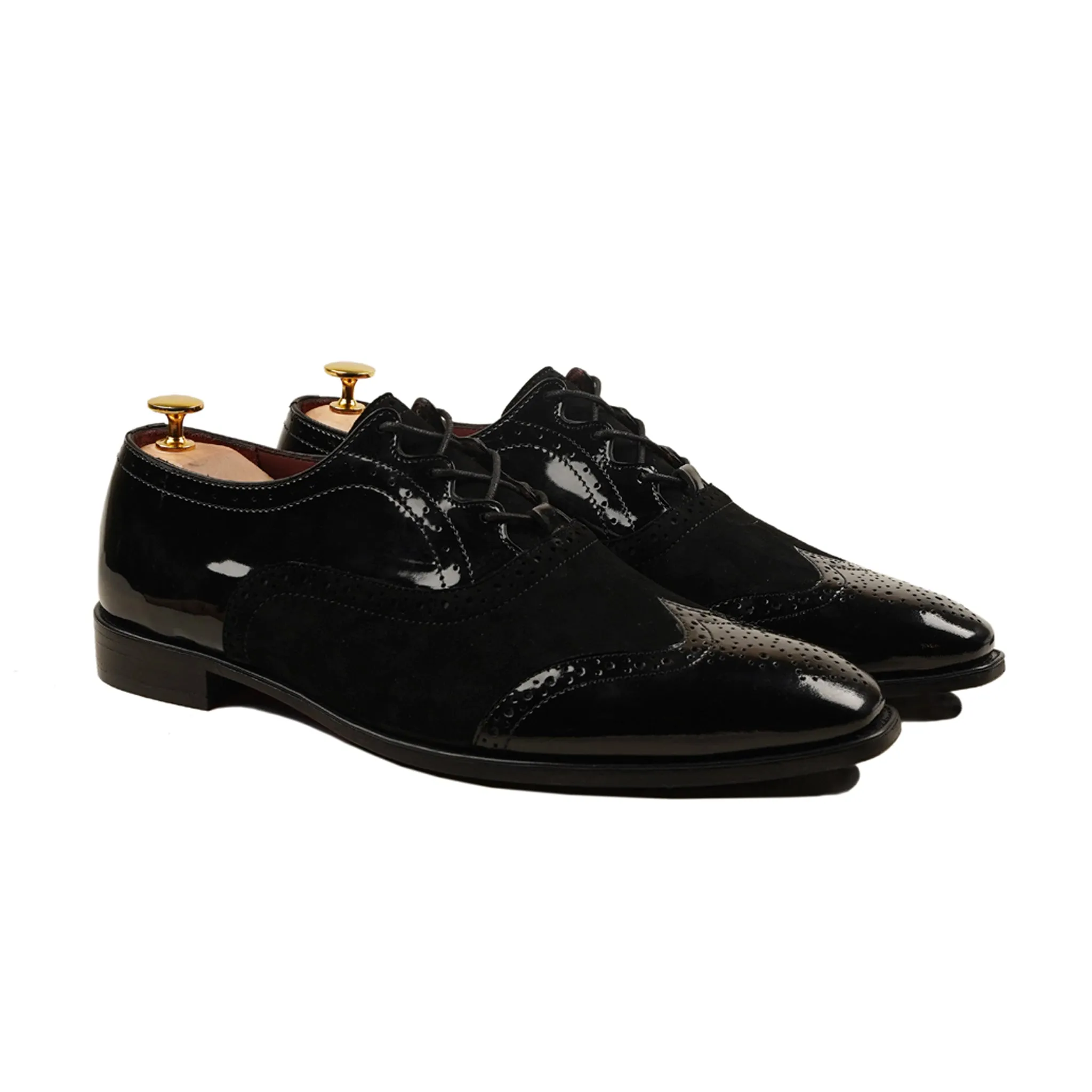 Fusion Black Kid Suede and Patent Oxford CARLI