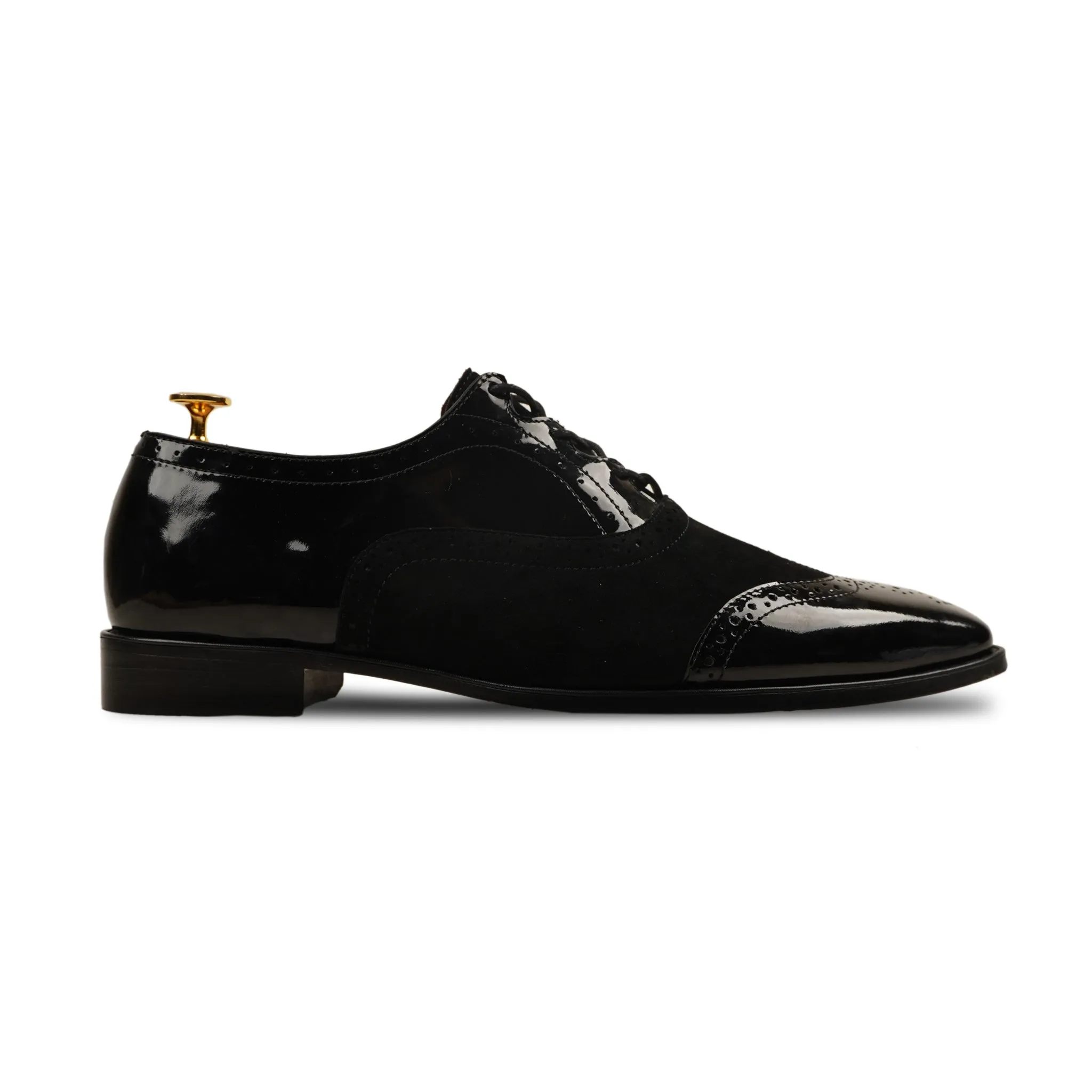 Fusion Black Kid Suede and Patent Oxford CARLI