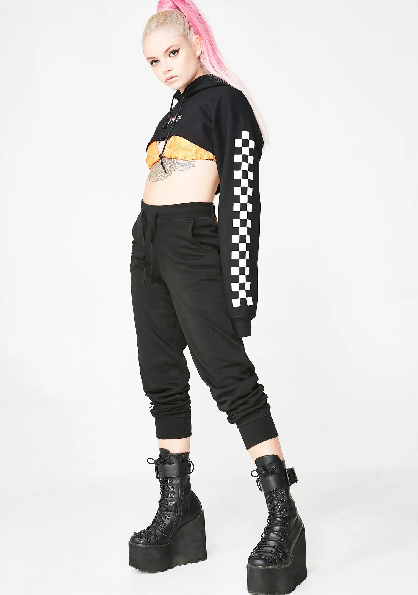 Checkerboard Pattern Jogging Pants