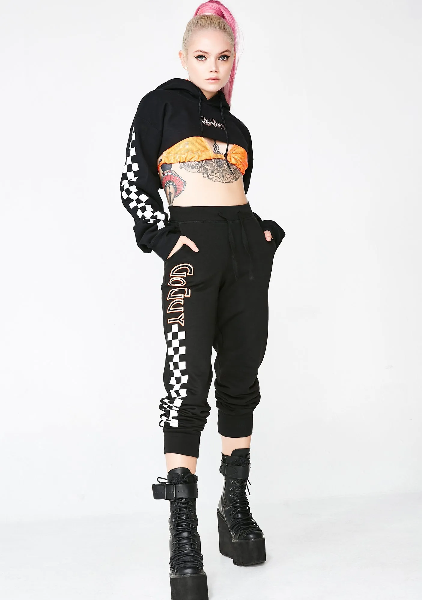 Checkerboard Pattern Jogging Pants