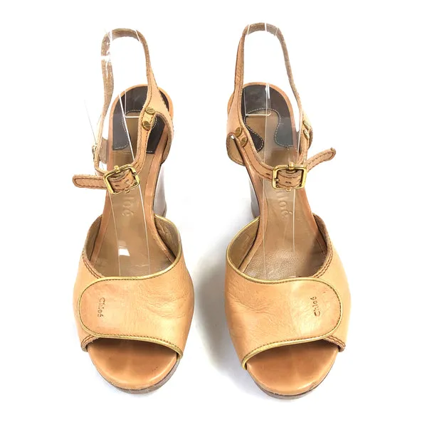 CHLOÉ beige designer wedges