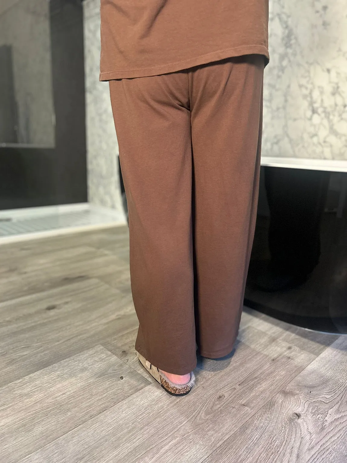 Chocolate Star Joggers Wide Leg Detail - Skyler - Shop Now
