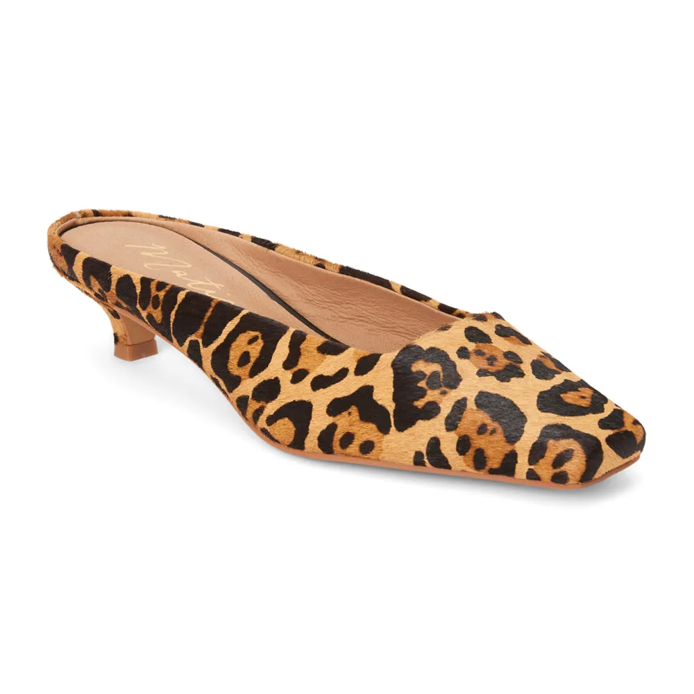 Classy Leopard Square Toe Kitten Heel Mules