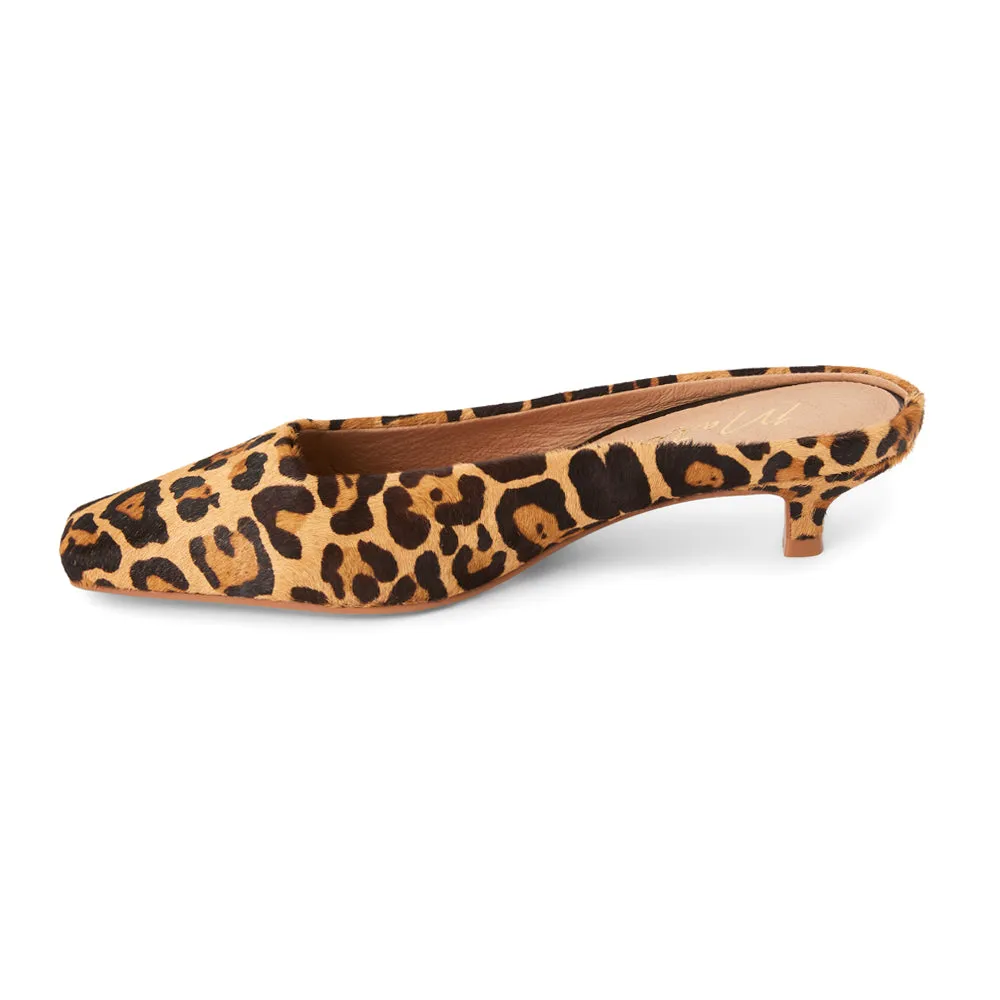 Classy Leopard Square Toe Kitten Heel Mules