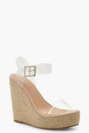 Clear Strap Espadrille Wedges