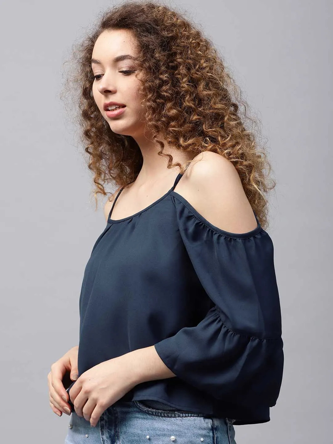 Cold Shoulder Bell Sleeve Top