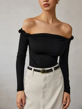 Cold Shoulder Plain T-Shirt