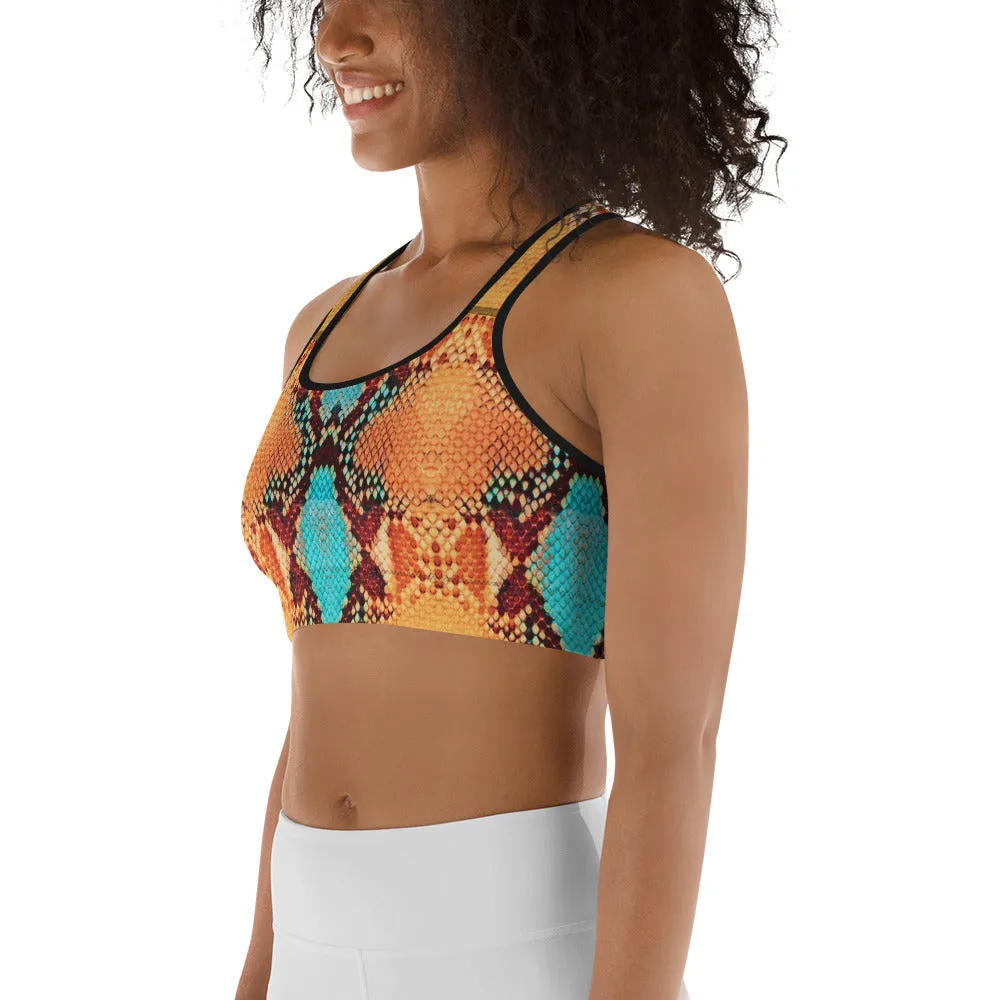 Colorful Snake Pattern Sports Bra