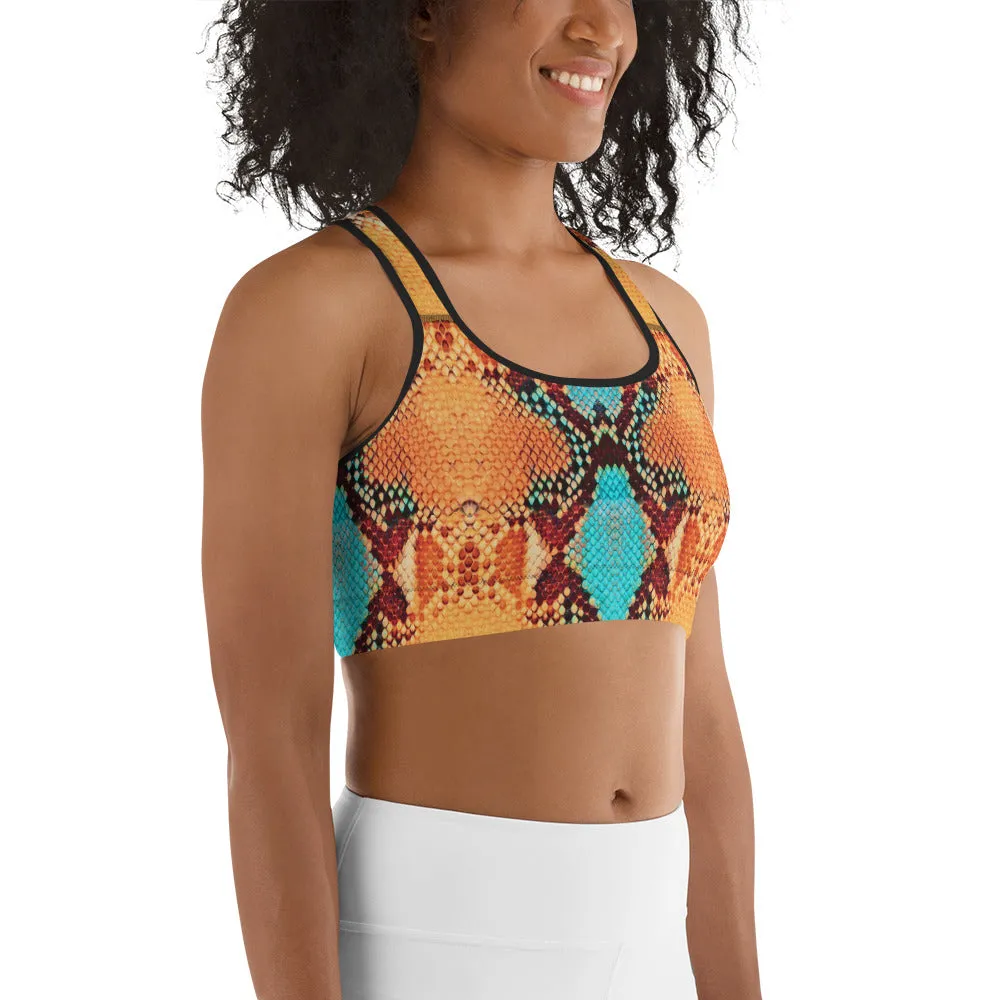 Colorful Snake Pattern Sports Bra