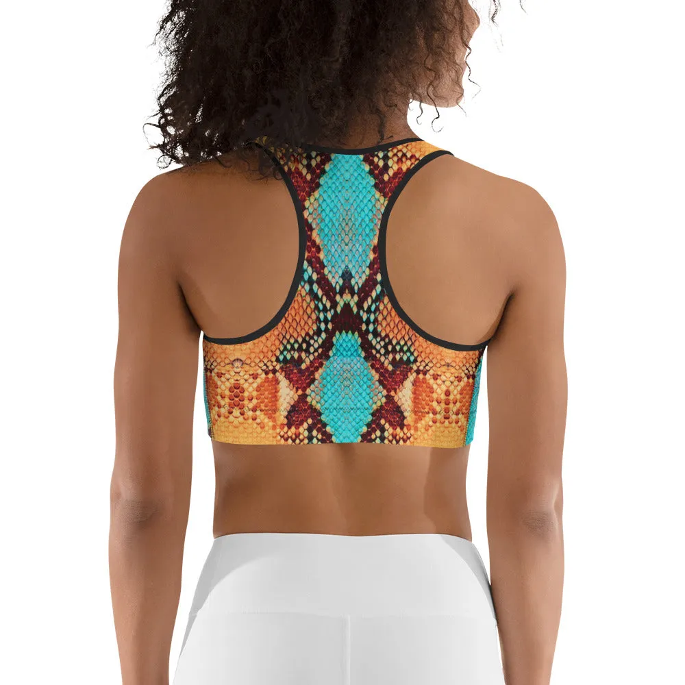 Colorful Snake Pattern Sports Bra