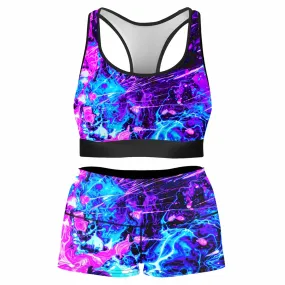 Cosmic Burst Rave Bra and High Waist Booty Shorts Combo