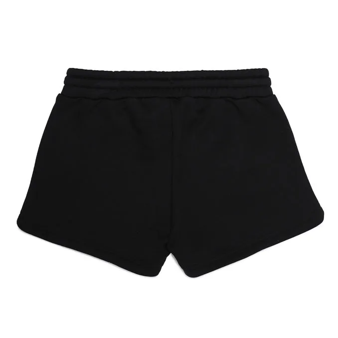 Black Girl Cotton Shorts with Logo Waistband