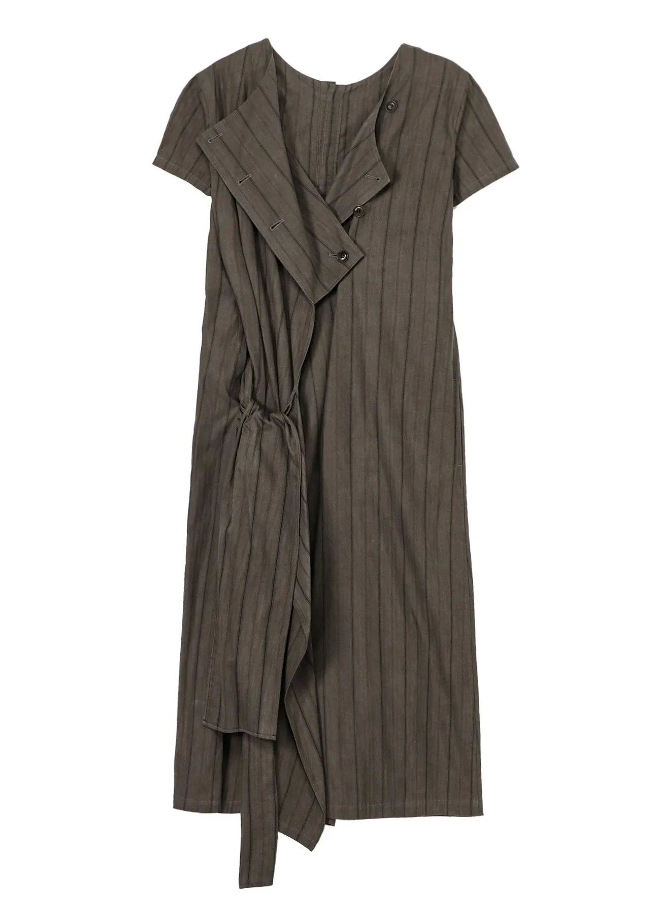 COTTON STRIPE INK DYED BACK TIE DRESS