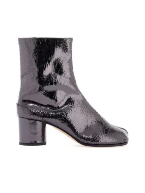 Cracked Leather Tabi Ankle Boots