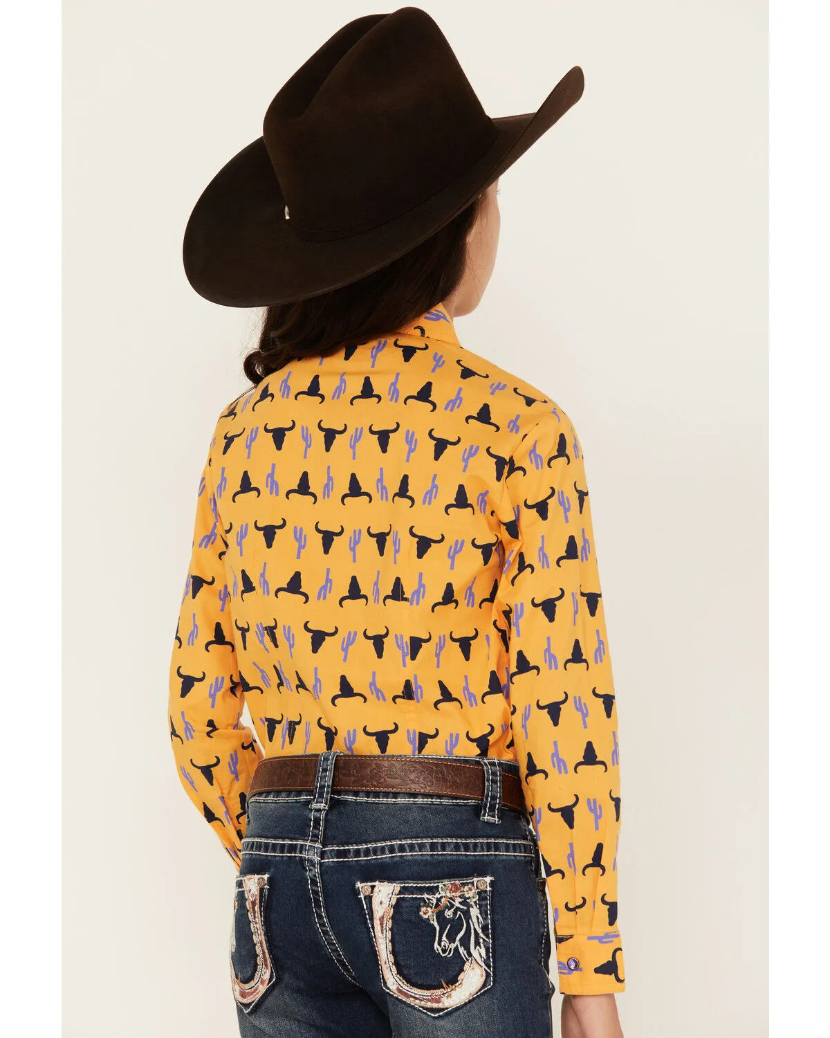 Cruel Girl Girl's Steer Head Print Long Sleeve Snap Western Shirt