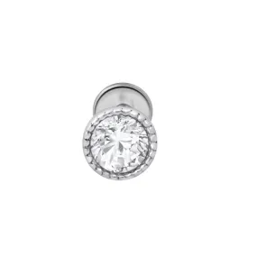 Milgrain Flat Back Stud with Cubic Zirconia