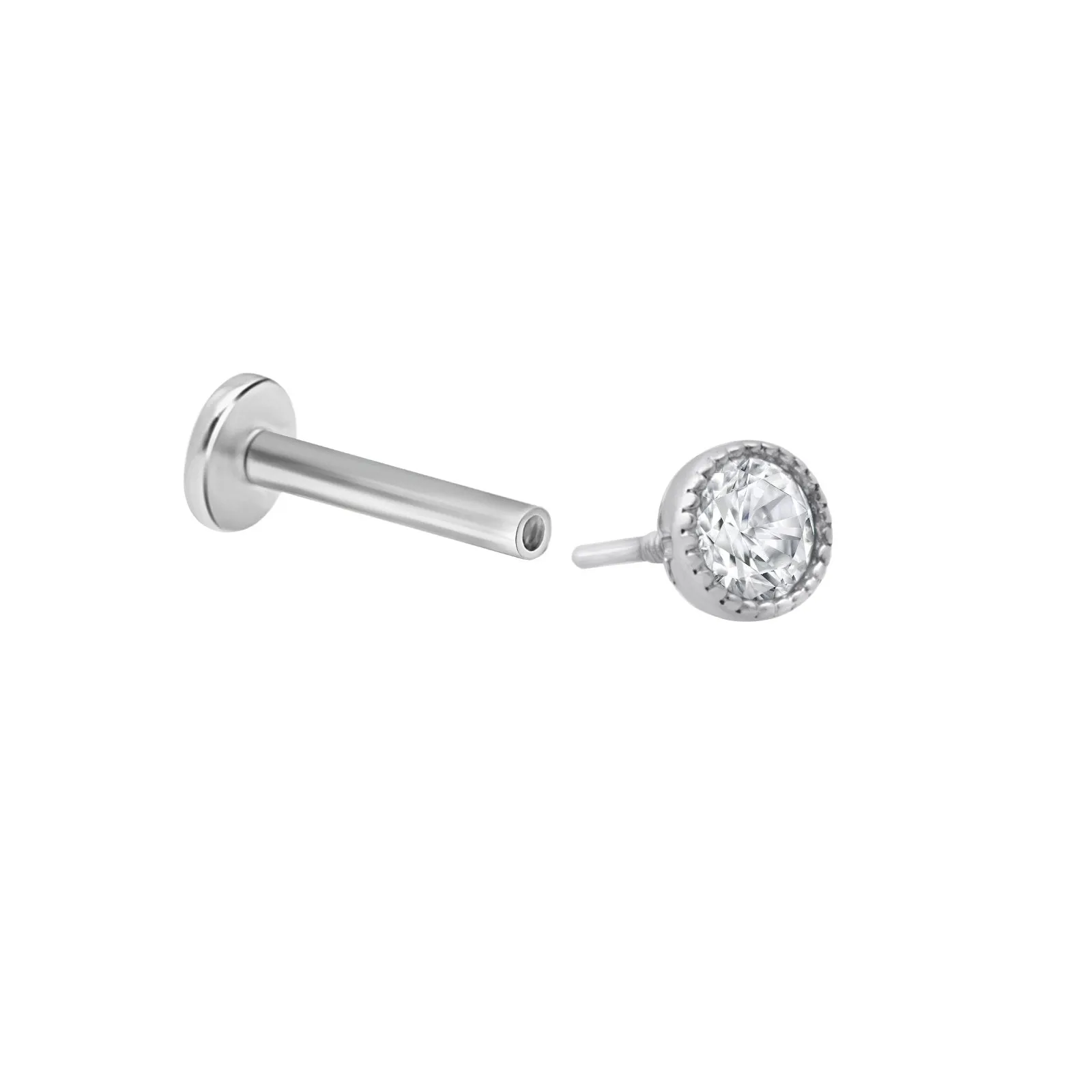 Milgrain Flat Back Stud with Cubic Zirconia