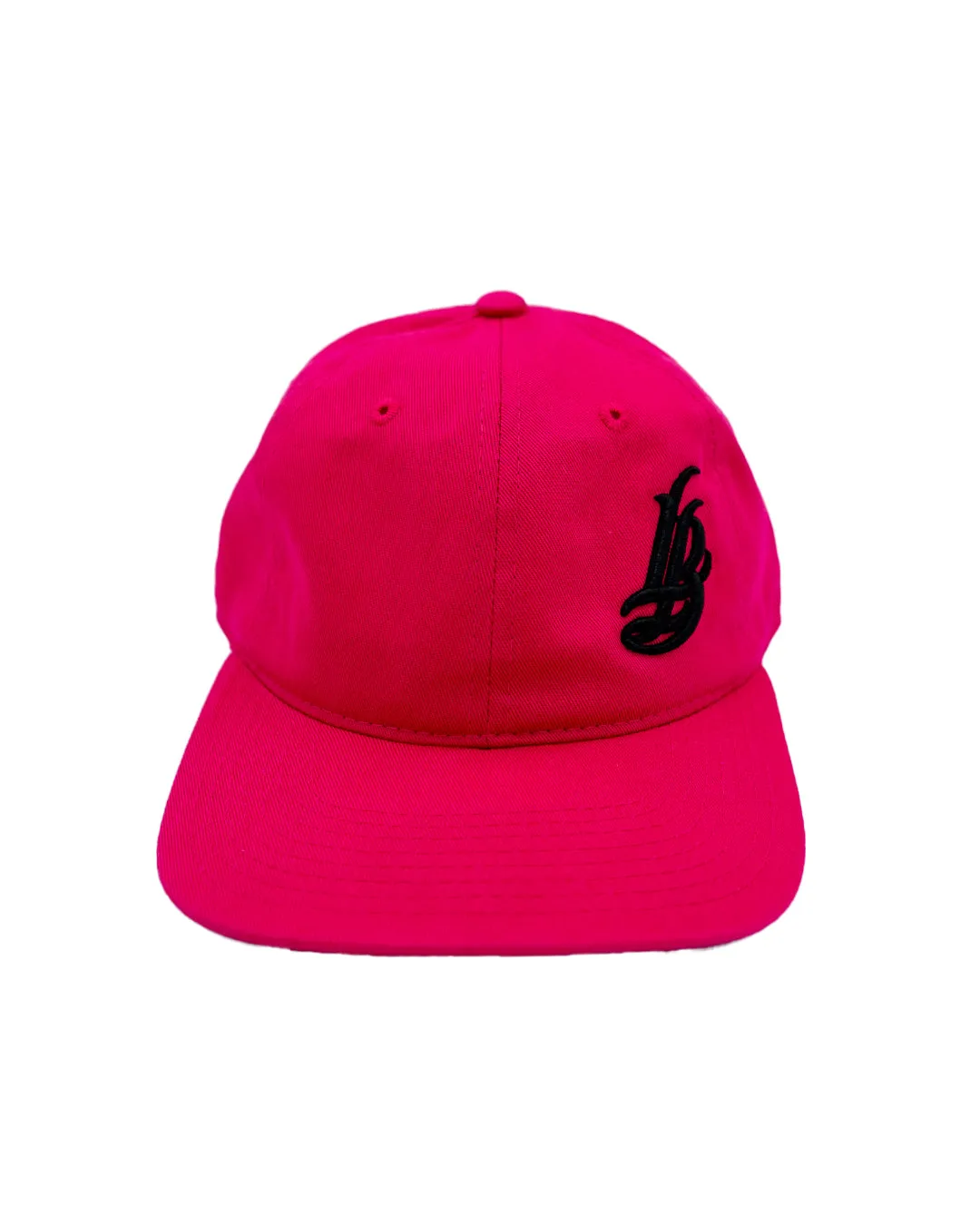 Cursive LB Black On Pink Unstructured Dad Hat