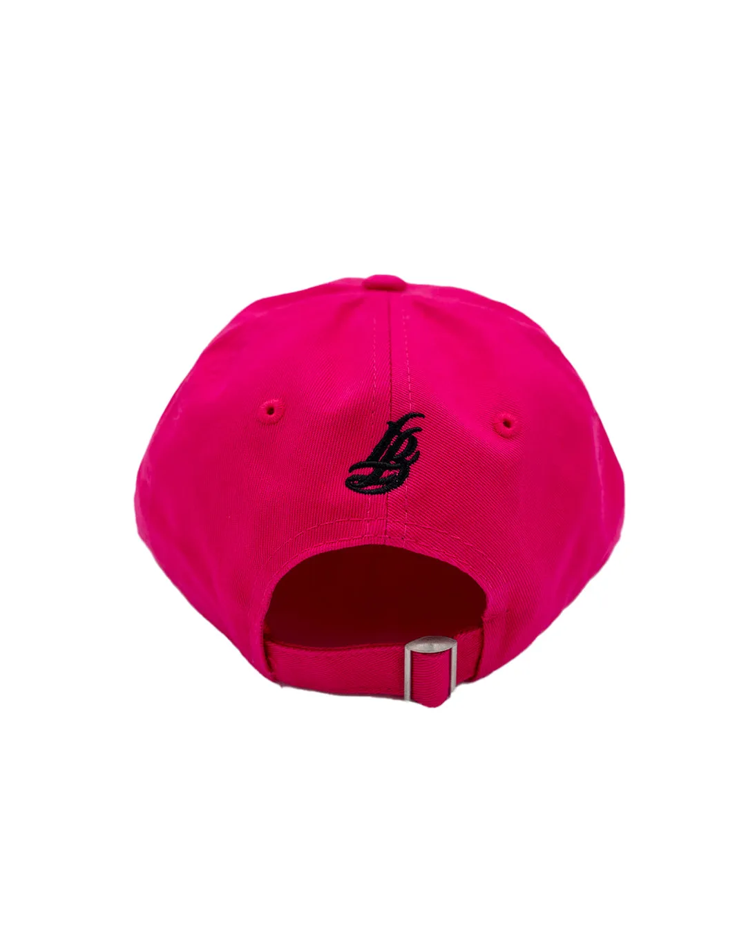 Cursive LB Black On Pink Unstructured Dad Hat