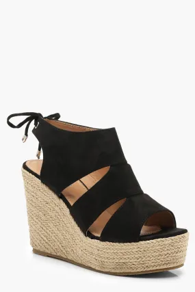 Cut Work Detail Espadrille Wedges