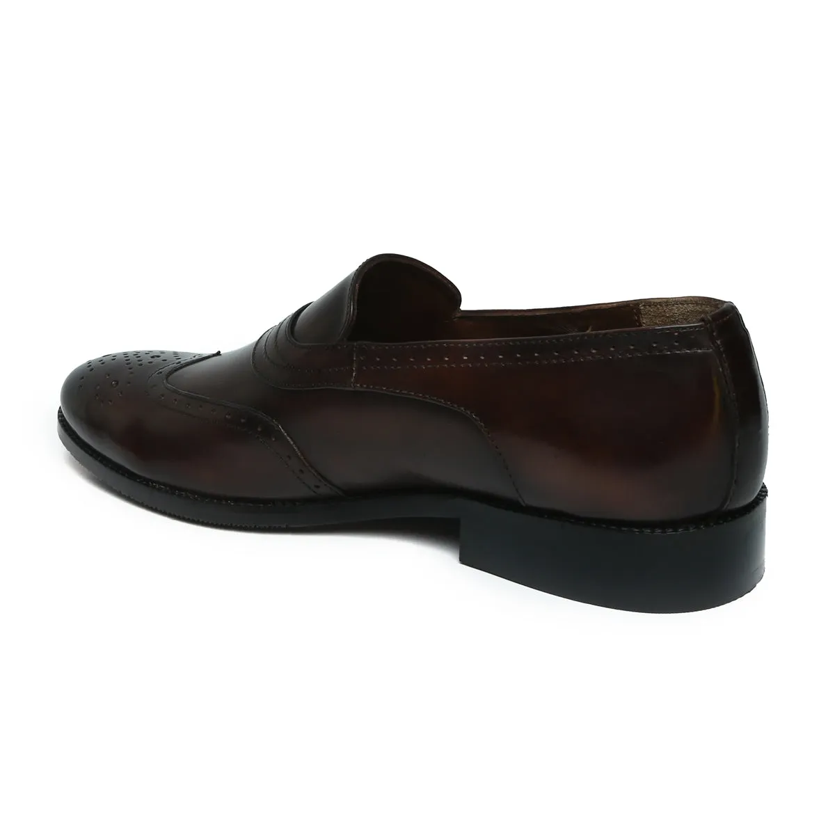 Dark Brown Leather Sassy Slip-Ons Shoes