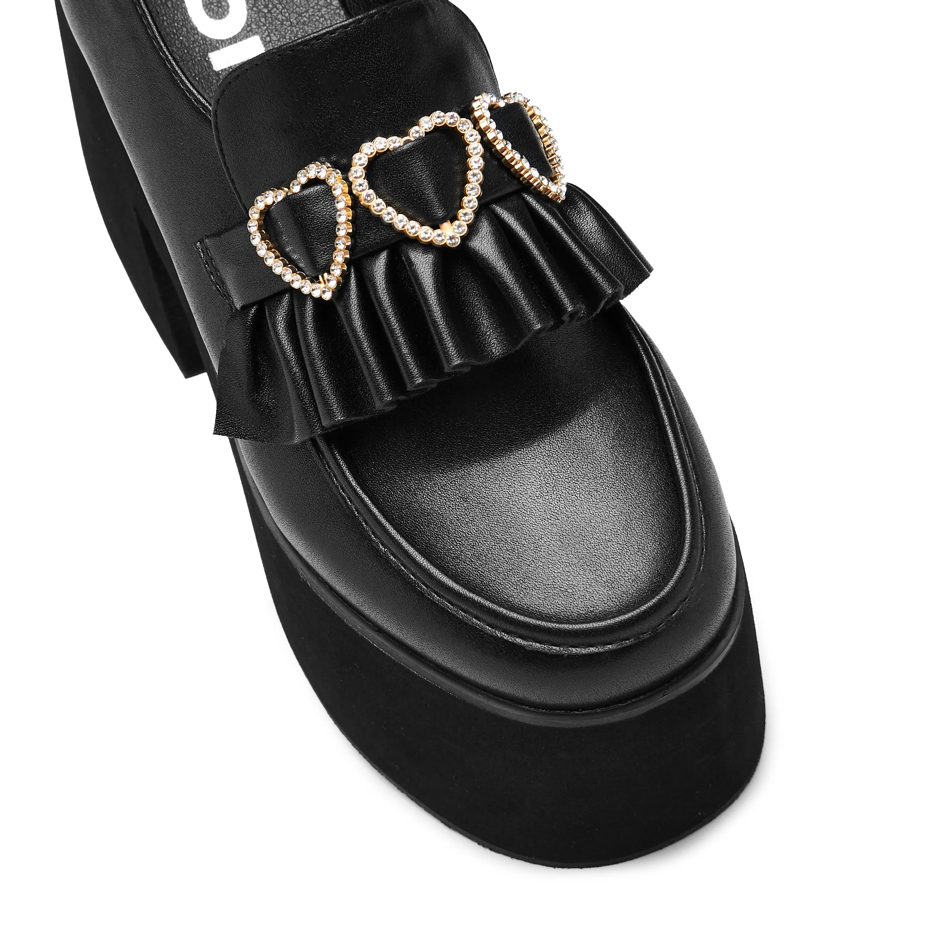 Dark Delights Chunky Heart Shoes - Black