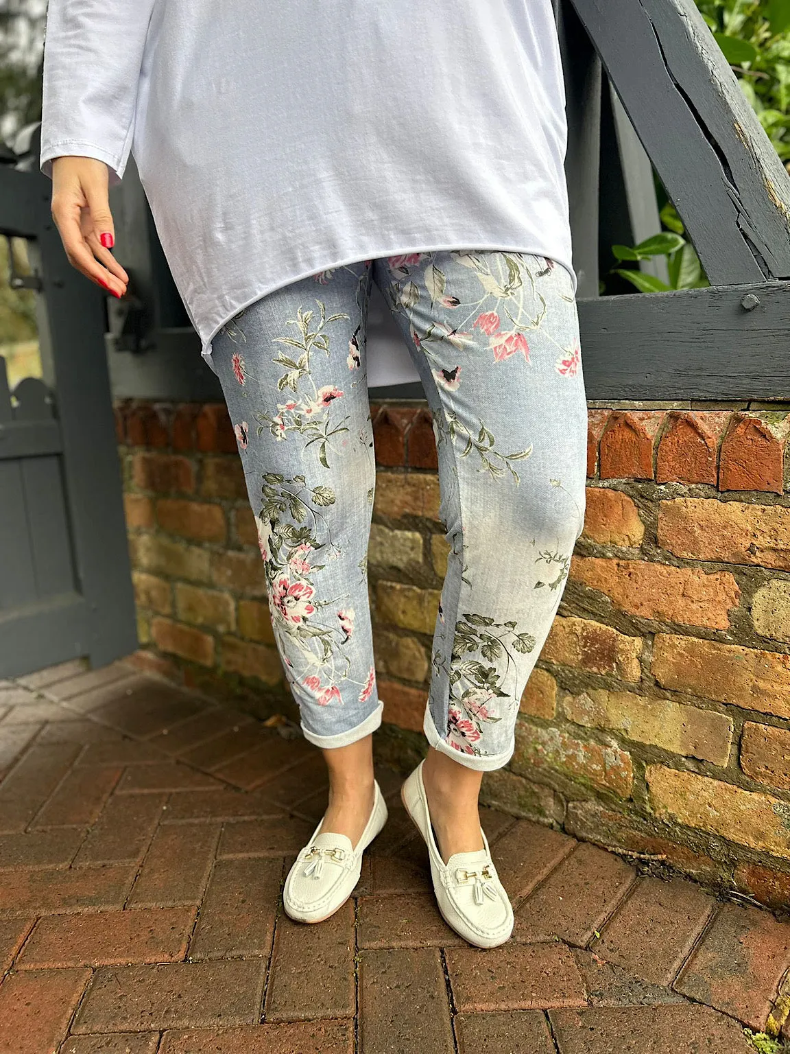 Denim Floral Joggers India