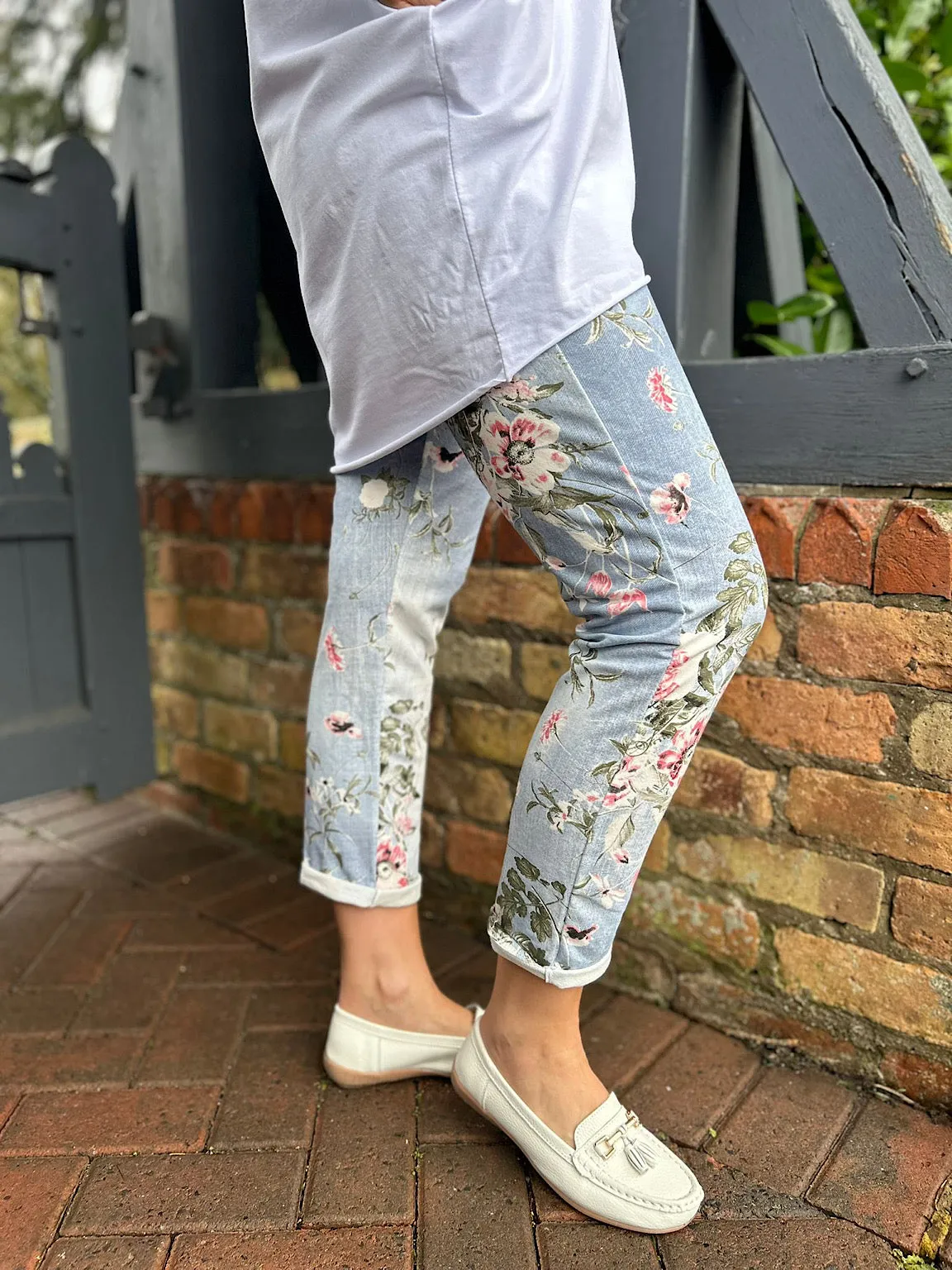 Denim Floral Joggers India