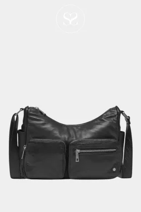 DEPECHE 16278 BLACK LEATHER (BLACK ZIP) SHOULDER BAG